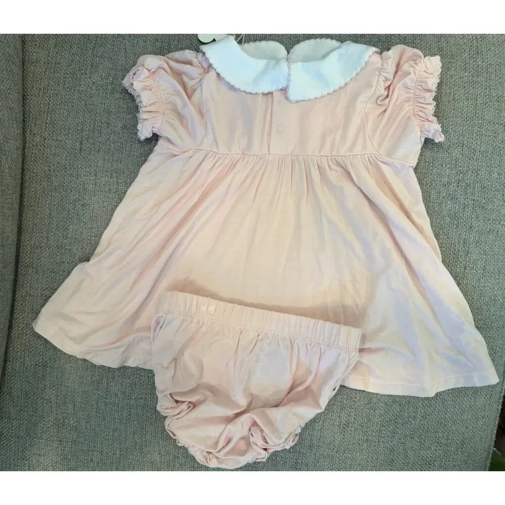Angel Dear Smocked Bamboo Dress W/ Bloomers Pink Now Themed 12-18 Months NWT